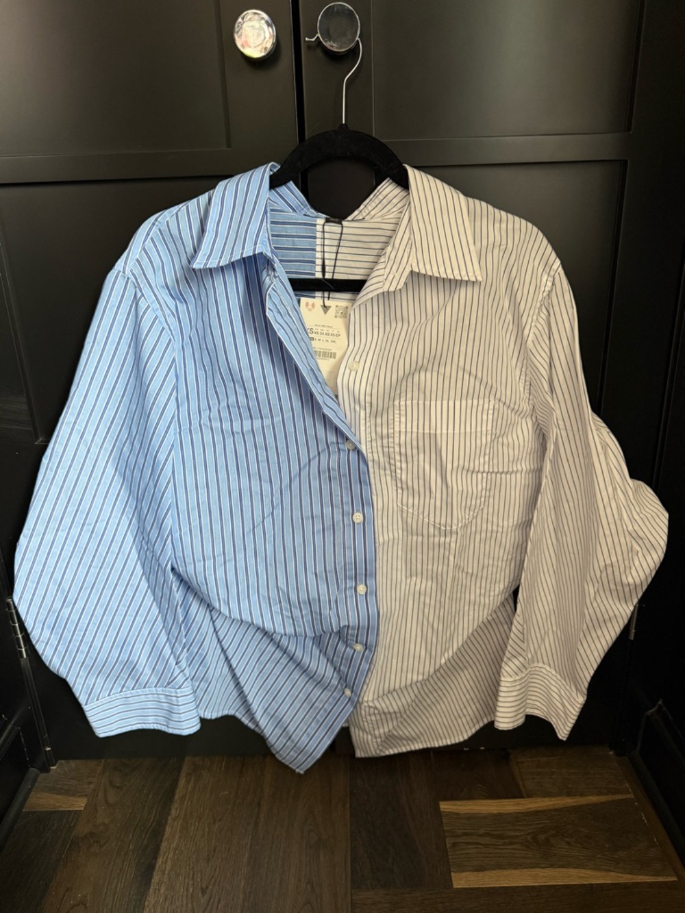 Zara Two-Tone Blue and White Striped Button-Down Shirt - Picture 6 of 6